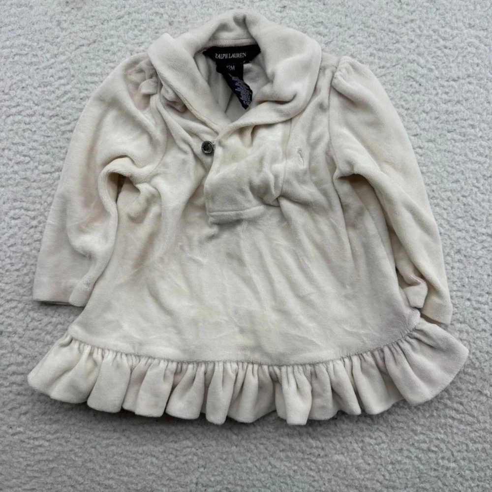 Ralph Lauren Sweater Dress Baby 12M White Mock Neck Long Sleeve Pony Super Soft
